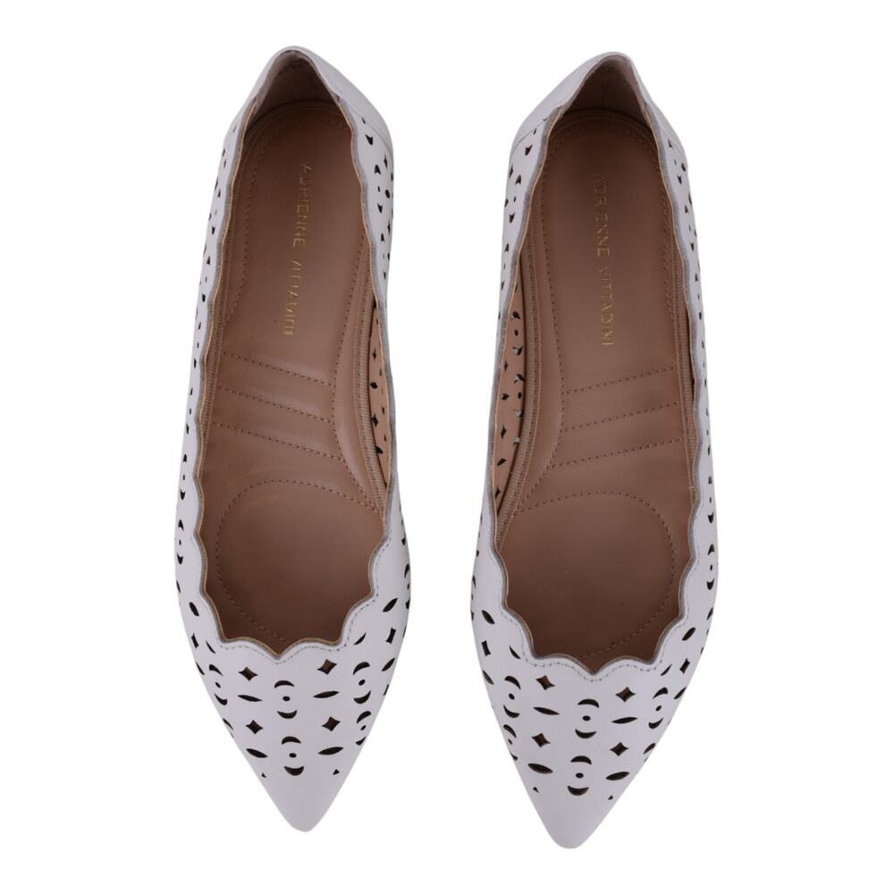 Adrienne Vittadini FORST Leather Laser-Cut Flats – White (Size 8M) - Picture 3 of 9